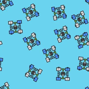 Network topology analyst vector seamless pattern Illustrazione stock