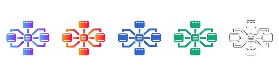 Network Topology and Data Hub Icons Stock Illustration