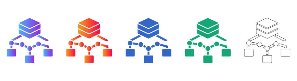 Network Topology and Data Node Connection Icons 스톡 일러스트