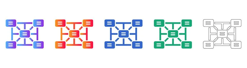 Network Topology and Data Nodes Icons Illustrazione stock