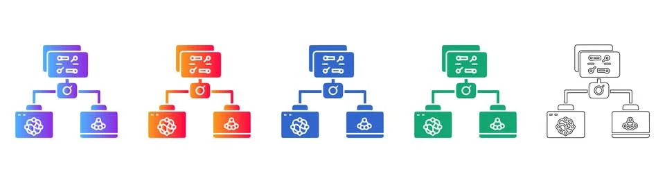 Network Topology and System Map Icon Set Illustrazione stock
