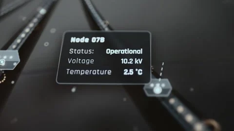 Network topology interface focuses on node 07B and reports operational status Stockbeeldmateriaal 342482628