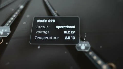 Network topology interface focuses on node 07B and reports operational status Stock Photos