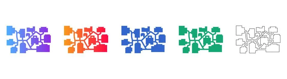 Network Topology Map Icons Illustrazione stock