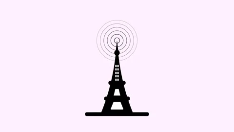 Network Tower Icon Animation with Radiating Waves. Stock Footage 282576822