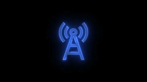 Network tower symbol stroke icon glowing neon animation Stock Footage 289449392