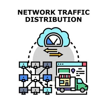Network traffic distribution managing internet data flow イラスト素材