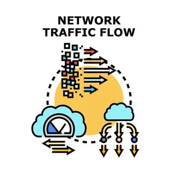 Network traffic flow processing data exchange concept Stock Illustration
