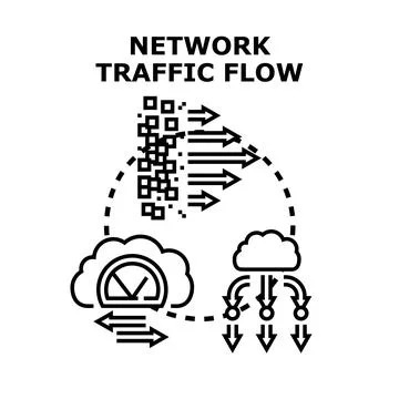 Network traffic flow processing data exchange concept Stock Illustration