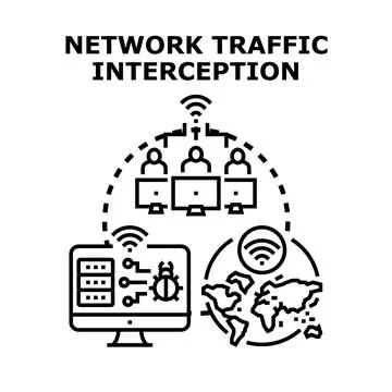 Network traffic interception concept for data security Stockillustratie