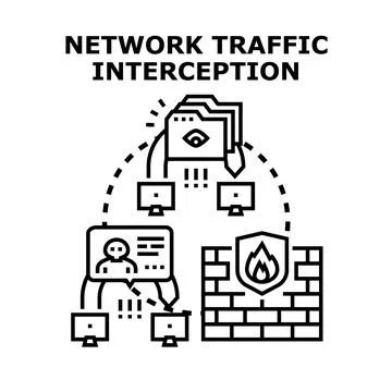 Network traffic interception concept for data security Stock Illustration