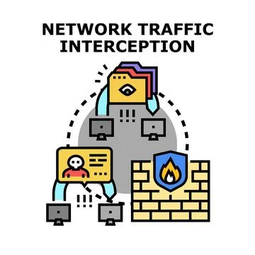 Network traffic interception concept for data security Stock Illustration