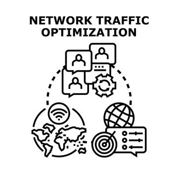 Network traffic optimization achieving global digital connection Stock Illustration