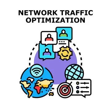 Network traffic optimization achieving global digital connection Stock Illustration