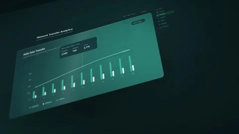 Network Transfer Analytics Dashboard Visualization Seamless Loop Teal Color Stock Footage 343063380