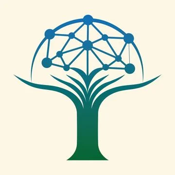 Network Tree Logo Digital Technology Connection Stock Illustration