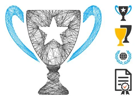 Network Trophy Cup Vector Mesh 스톡 일러스트