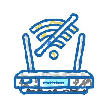 Network troubles repair computer icon doodle illustration Stock Illustration