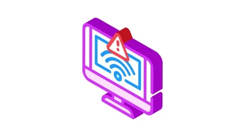Network troubles repair computer isometric icon animation Video stock 327288178