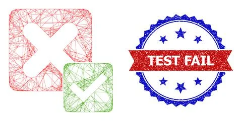 Network True Negative Web Mesh and Grunge Bicolor Test Fail Watermark Illustrazione stock