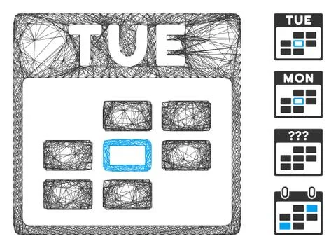 Network Tuesday Calendar Grid Vector Mesh 库存插图