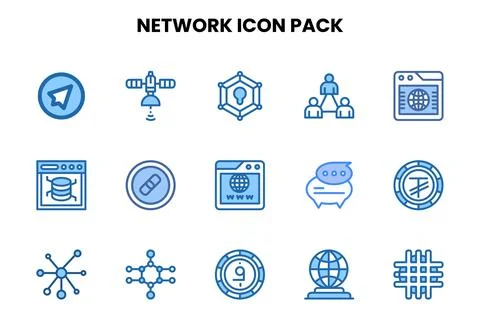 Network Two Colour Collection Icons Pack 스톡 일러스트