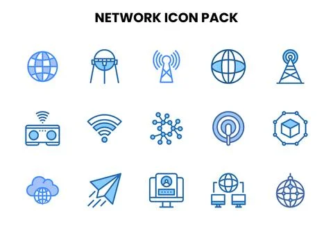 Network Two Colour Design Icons Pack 스톡 일러스트