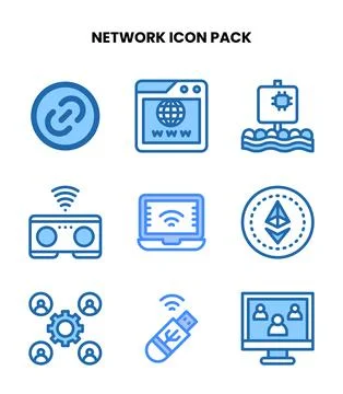 Network Two Colour Graphics Icons Pack Stock Illustration