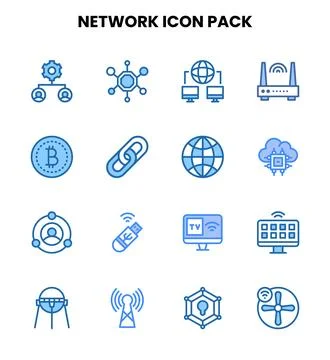 Network Two Colour UI Icons Pack Stock Illustration