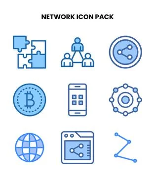 Network Two Colour Vector Icons Pack Stock Illustration