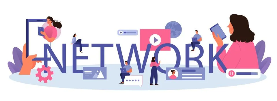 Network typographic header. Customer attention monitoring and optimization Stockillustratie