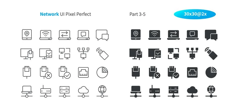 Network UI Pixel Perfect Well-crafted Vector Thin Line And Solid Icons 30 2x Illustrazione stock