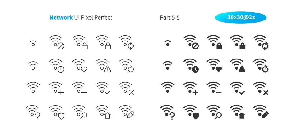 Network UI Pixel Perfect Well-crafted Vector Thin Line And Solid Icons 30 2x Illustrazione stock