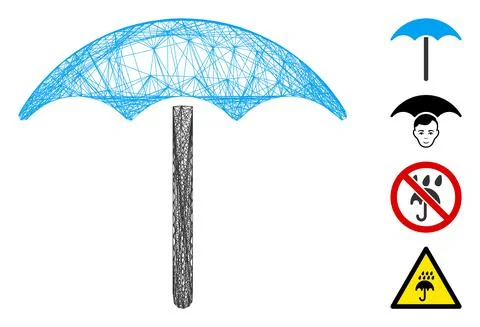 Network Umbrella Vector Mesh Stock Illustration