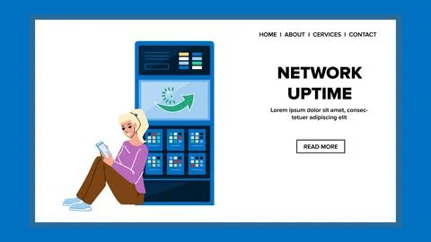 Network Uptime Of Server Digital Technology Vector 스톡 일러스트