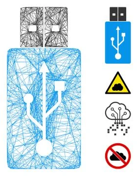 Network USB Flash Drive Vector Mesh Stockillustratie