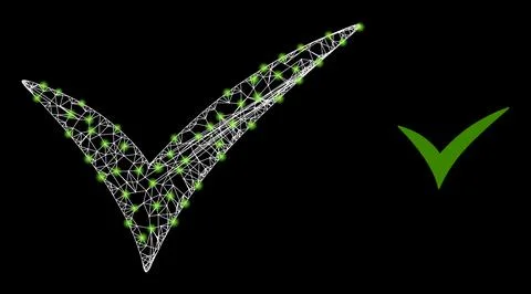 Network Valid Web Mesh Icon with Glare Lightspots Stock Illustration