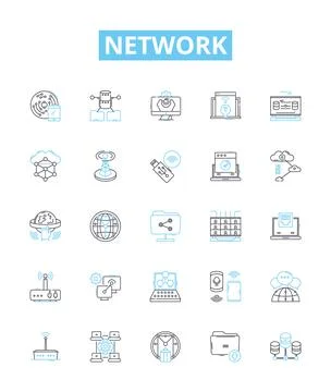 Network vector line icons set. Network, Connectivity, LAN, WAN, System 스톡 일러스트