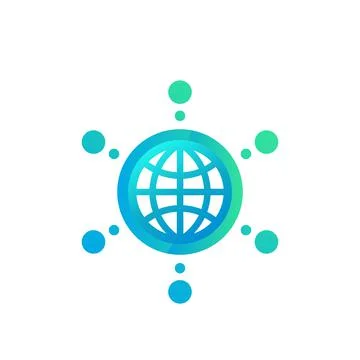 Network vector logo with globe and connections イラスト素材
