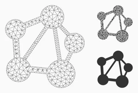 Network Vector Mesh 2D Model and Triangle Mosaic Icon Illustrazione stock