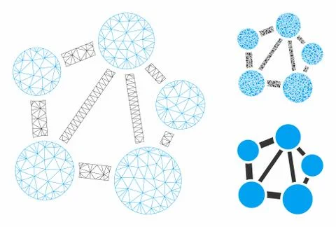 Network Vector Mesh Network Model and Triangle Mosaic Icon Stock Illustration