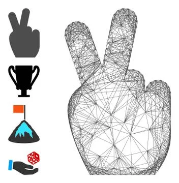 Network Victory Gesture Vector Mesh Stock Illustration