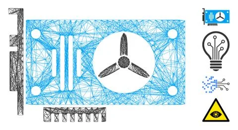Network Videocard Vector Mesh Stockillustratie