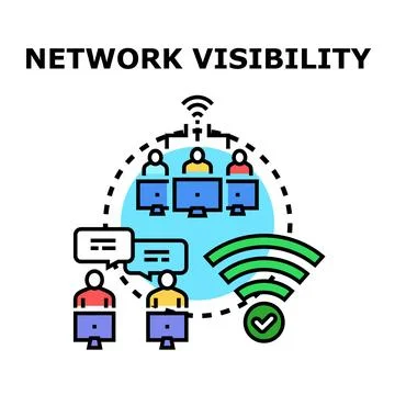 Network visibility concept illustrating connected users and data exchange Stock Illustration