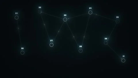 Network visualization with glowing nodes and connecting Stock Footage 338232292