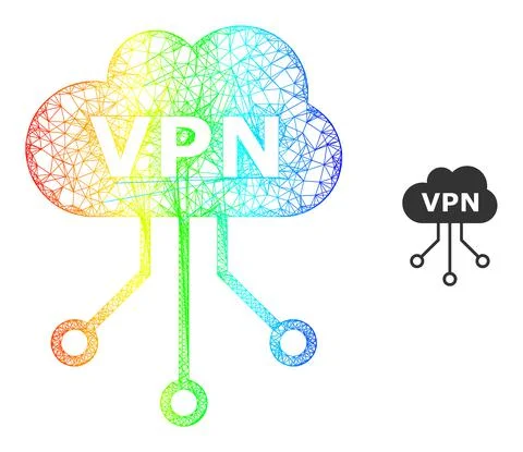 Network VPN Cloud Web Mesh Icon with Spectrum Gradient Stock Illustration