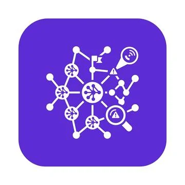 Network vulnerability assessment interface icon with purple geometric data .. イラスト素材