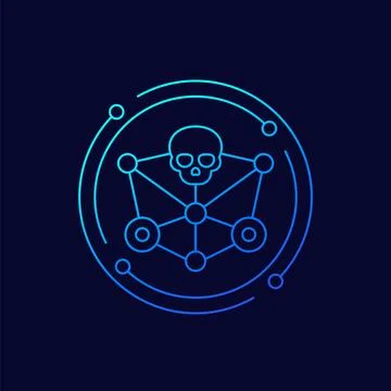 Network vulnerability icon, linear design Stock Illustration