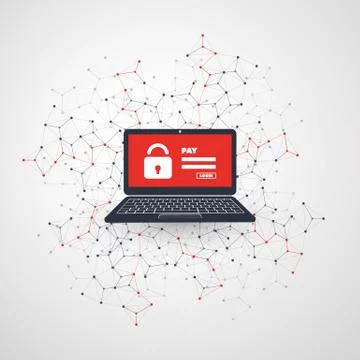 Network Vulnerability, Locked Device, Encrypted Files, Lost Documents Stock Illustration