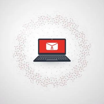 Network Vulnerability - Malware Infection by E-mail Stock Illustration